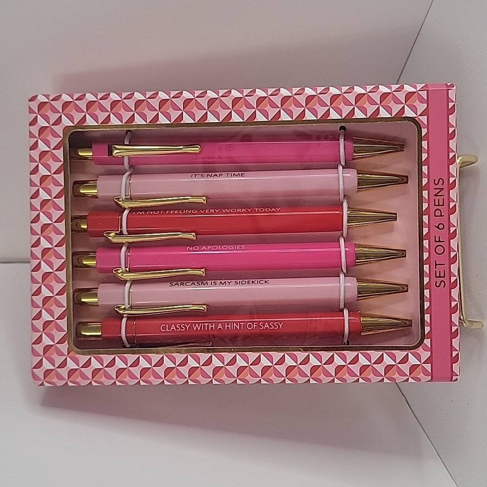 James Burke Collection Pink Pens, Pack of 6, New-in-Box